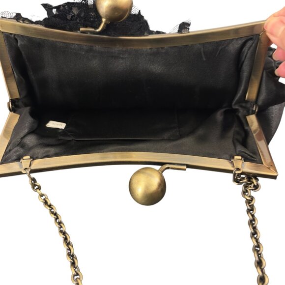 Satin Lace Floral Bag Whimsigoth Victorian Style Special Occasion - Picture 3 of 5